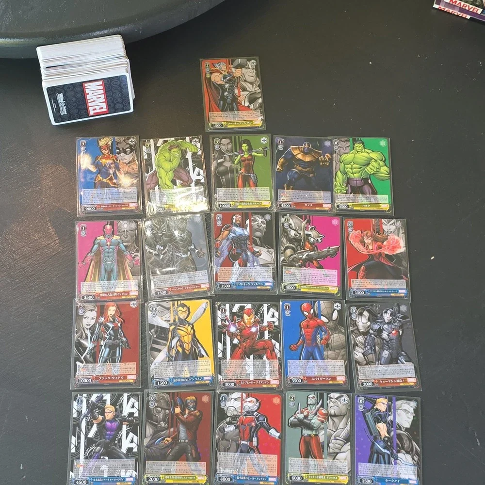 Marvel Weiss Schwarz Japanese Card Lot 21 Holos Penny Sleeved & Base Stack
